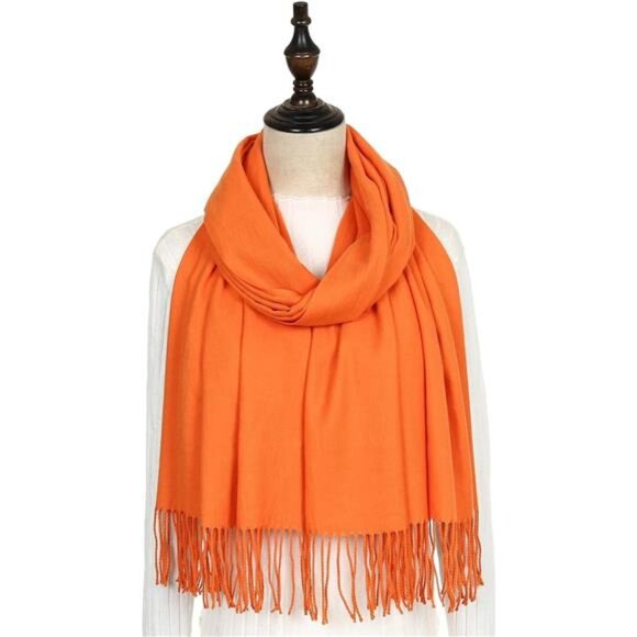 Women's Scarf Pashmina Shawls Wraps Orange2 - Picture 4 of 7